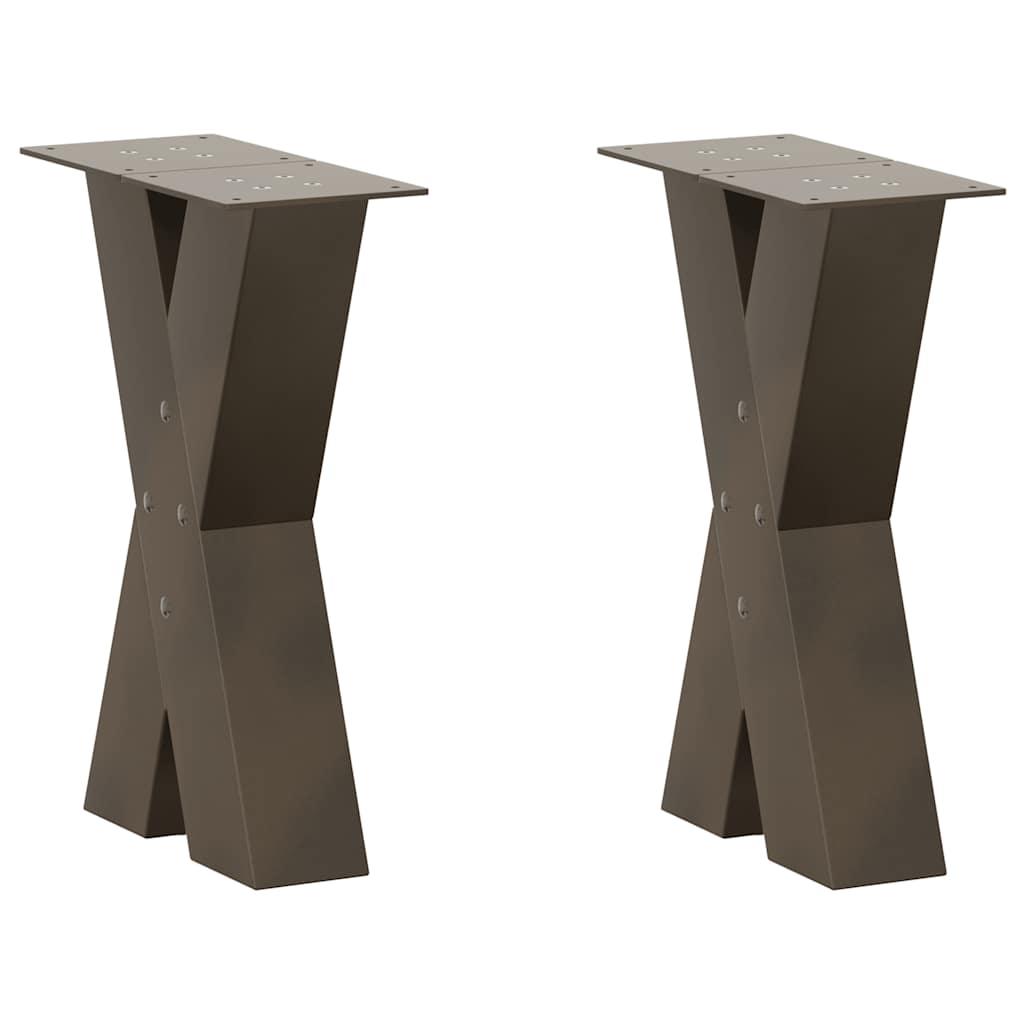 Sofabordsben X-formet 2 stk. naturstål 38 x (42-43) cm stål