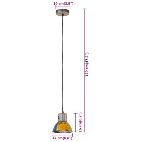 Industriel hængelampe 17 cm E27 25 W rund flerfarvet