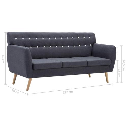 3-personers sofa 172x70x82 cm stofbetræk mørkegrå