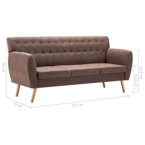 3-personers sofa 172x70x82 cm stofbetræk brun