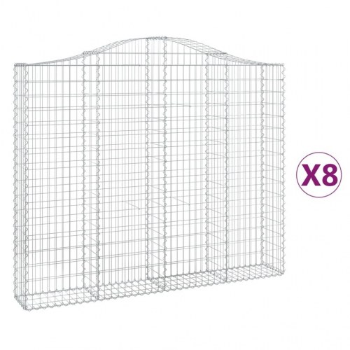 Buede gabionkurve 8 stk. 200x30x160/180 cm galvaniseret jern