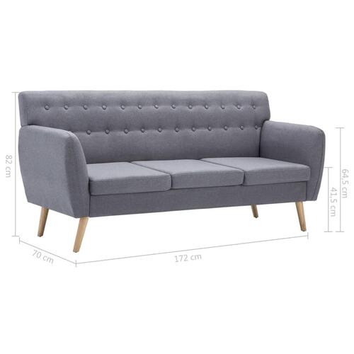 3-personers sofa 172x70x82 cm stofbetræk lysegrå