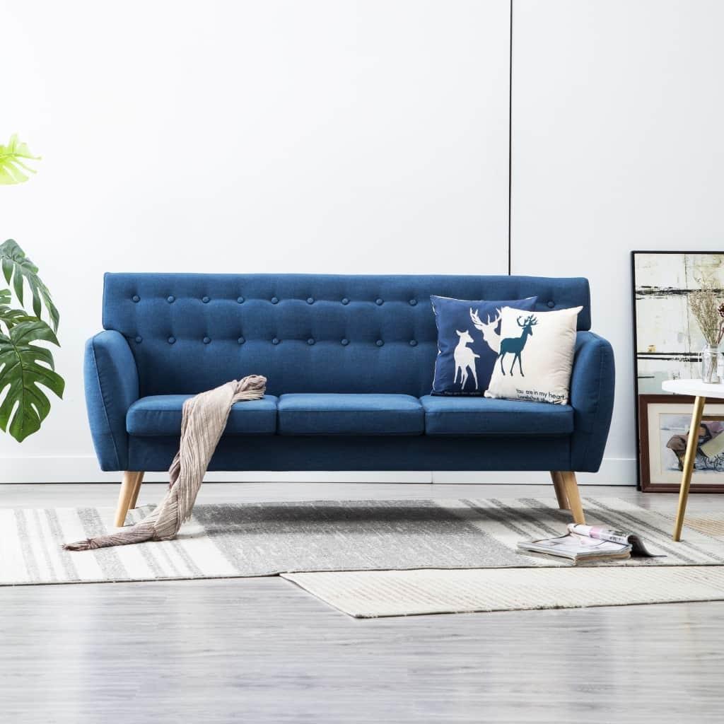 3-personers sofa 172x70x82 cm stofbetræk blå