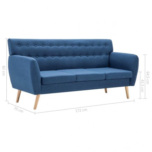 3-personers sofa i stof - blå, 172×70×82 cm