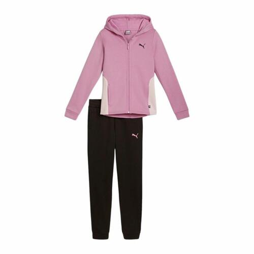 Træningsdragt til børn Puma Hooded Sweat Suit Fleece Cl Sort Pink 2 Dele 15-16 år