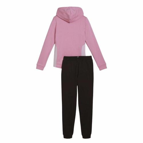 Træningsdragt til børn Puma Hooded Sweat Suit Fleece Cl Sort Pink 2 Dele 15-16 år