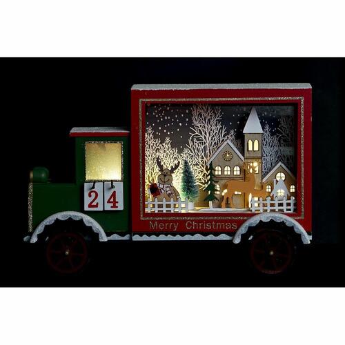 Adventskalender DKD Home Decor Lastbil LED Lys Træ MDF (31 x 9 x 20 cm)