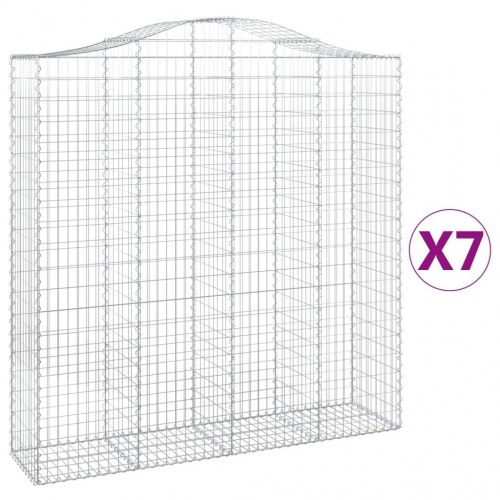 Buede gabionkurve 7 stk. 200x50x200/220 cm galvaniseret jern