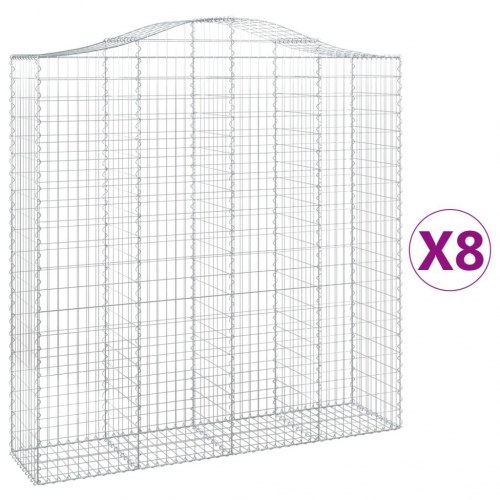 Buede gabionkurve 8 stk. 200x50x200/220 cm galvaniseret jern