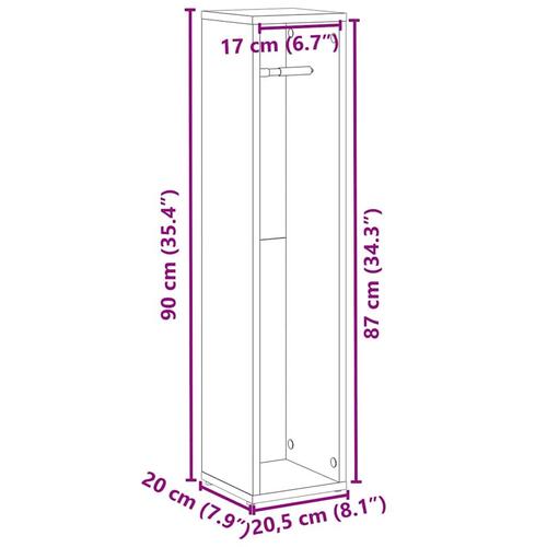 Badeværelsesskab med rulleholder 20,5x20x90 cm hvid