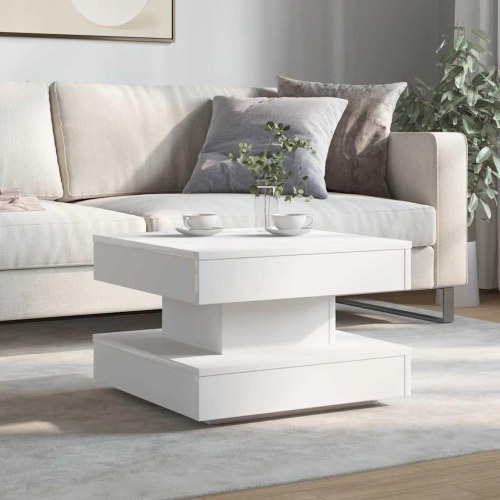 Sofabord 360 grader drejeligt 50x50x34,5 cm hvid