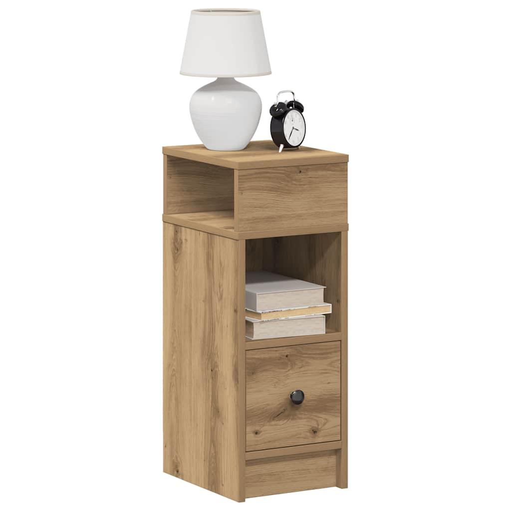 Sengeborde 2 stk. med skuffe 25x31x66 cm kunsteg