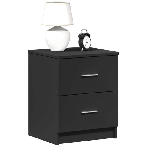 Sengeborde 2 stk. med 2 skuffer 40x36x50 cm sort