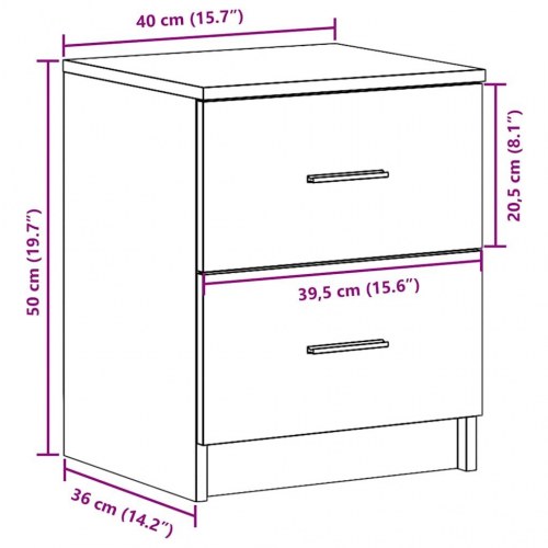 Sengeborde 2 stk. med 2 skuffer 40x36x50 cm sort