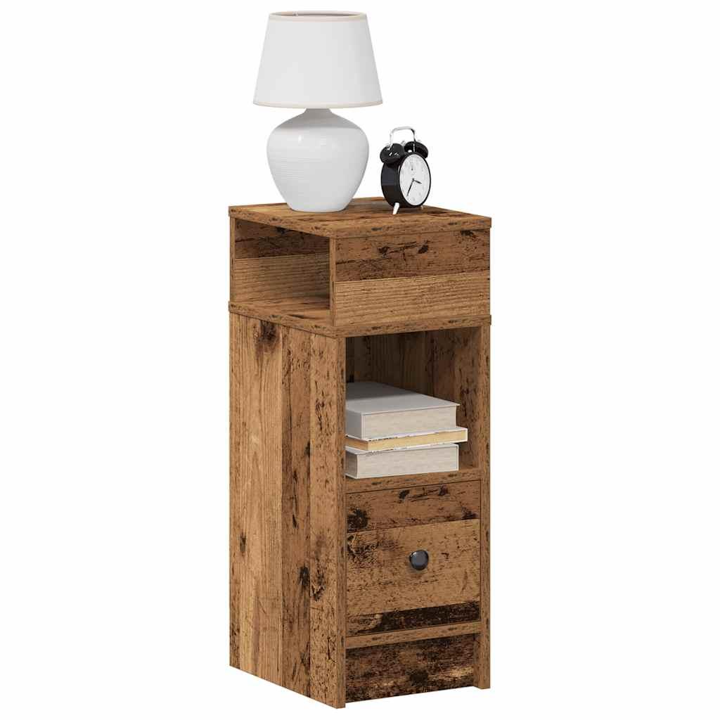 Sengeborde 2 stk. med skuffe 25x31x66 cm antikt træ