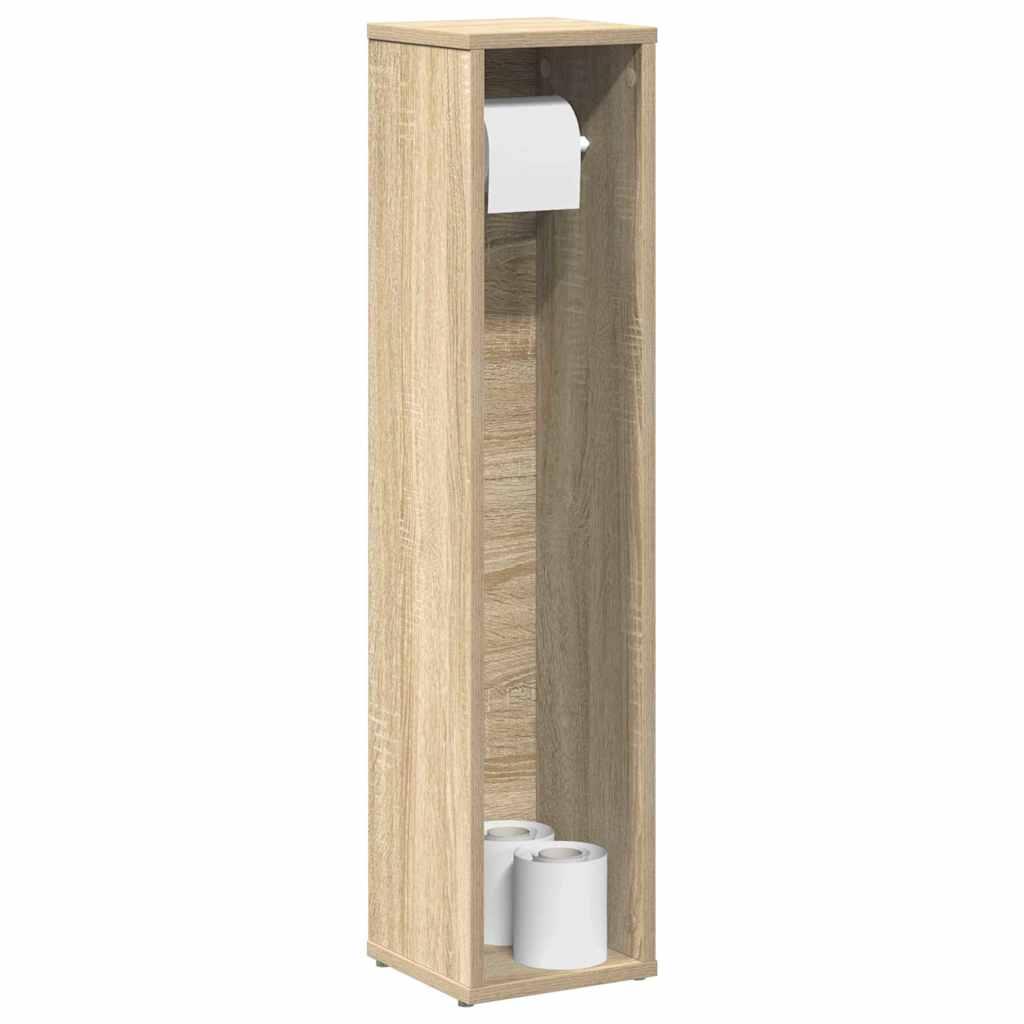 Badeværelsesskab med rulleholder 20,5x20x90 cm sonoma-eg billede