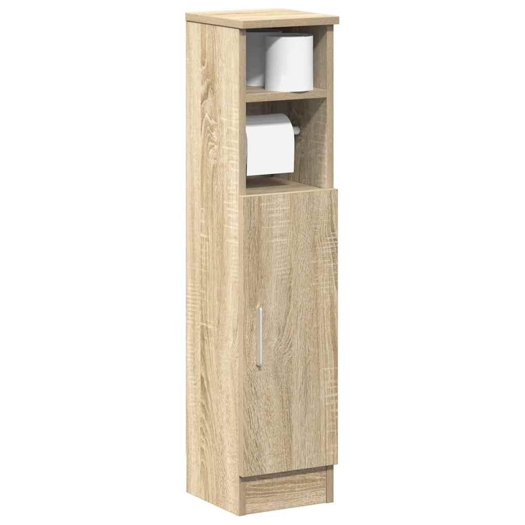 Badeværelsesskab Med Rulleholder 20,5x22x90 Cm - Sonoma-eg