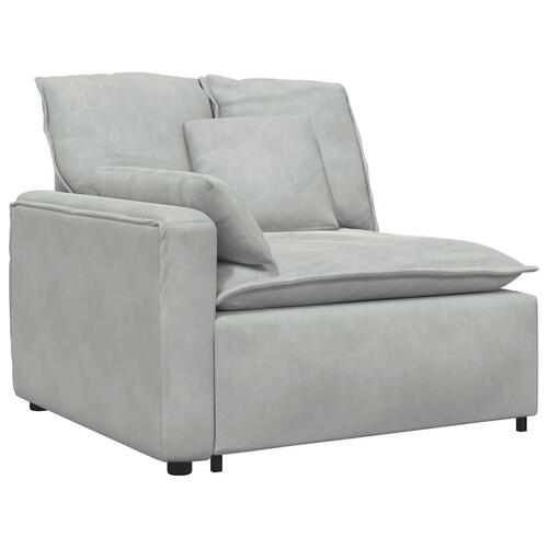 Modulsofa med hynder fløjl lysegrå
