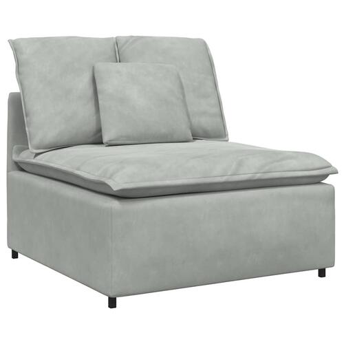 Modulsofa med hynder fløjl lysegrå
