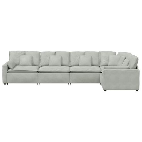 Modulsofa med hynder fløjl lysegrå
