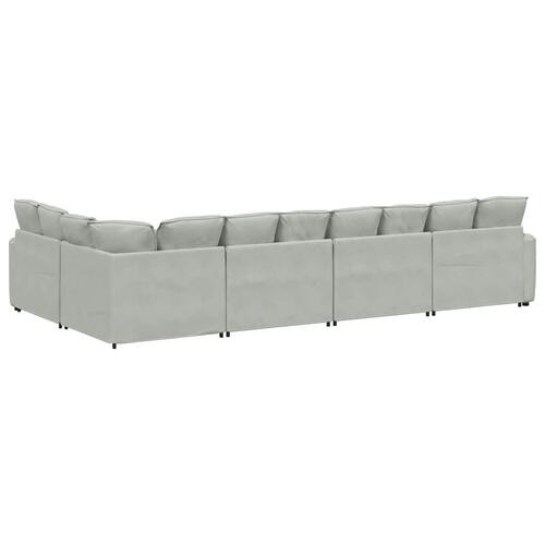 Modulsofa med hynder fløjl lysegrå