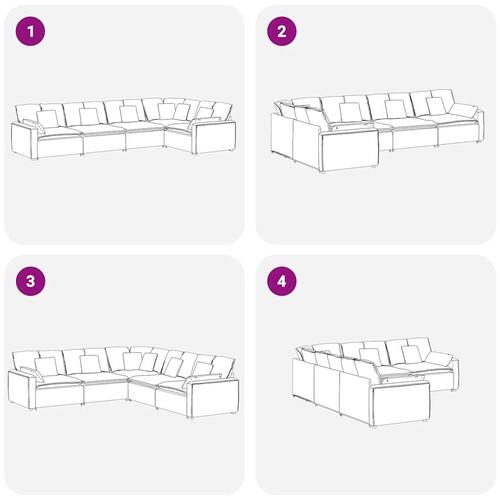 Modulsofa med hynder fløjl lysegrå