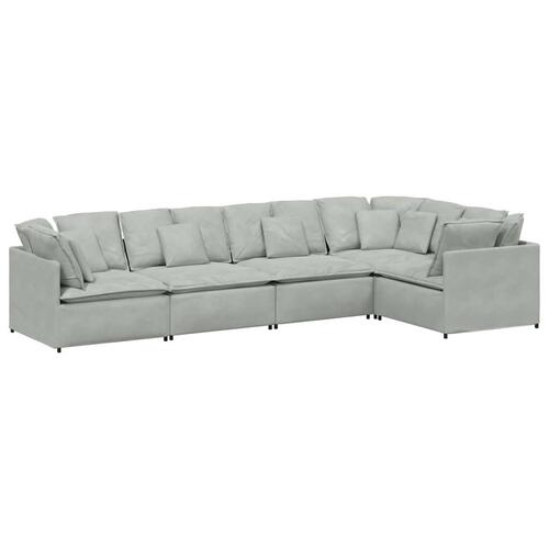 Modulsofa med hynder fløjl lysegrå