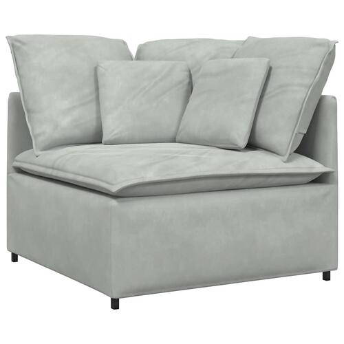 Modulsofa med hynder fløjl lysegrå