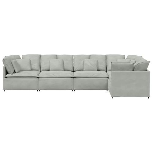 Modulsofa med hynder fløjl lysegrå
