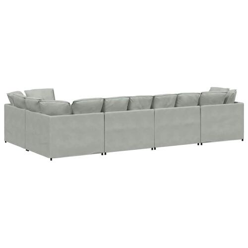 Modulsofa med hynder fløjl lysegrå