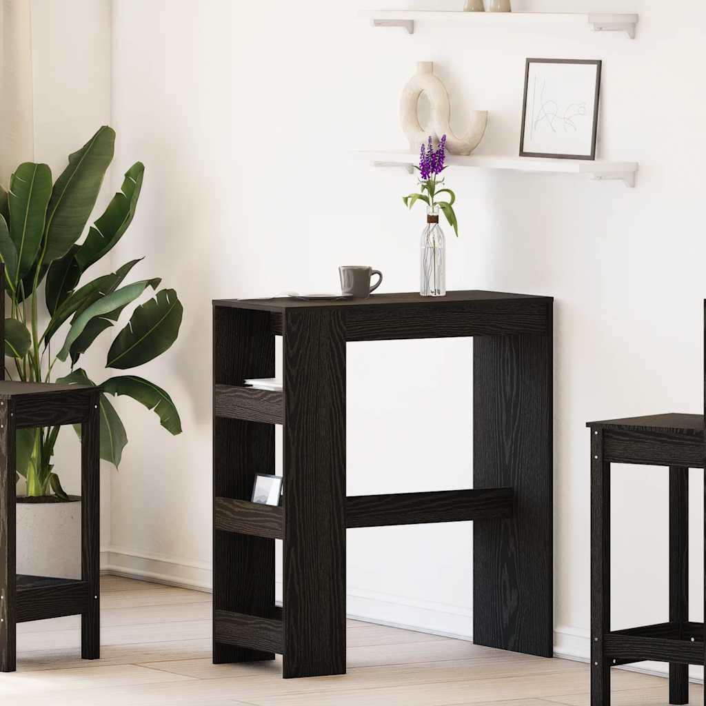 Barbord m. stativer 90x40x103,5 cm konstrueret træ sort egetræ