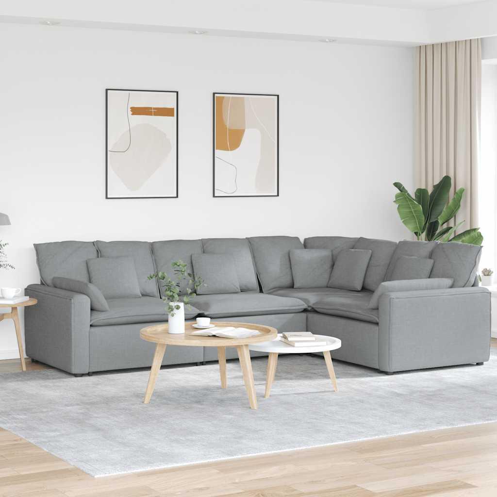 Modulsofa med hynder stof lysegrå