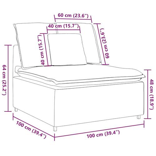 Modulopbygget sofacentermodul med hynder 100 cm sort