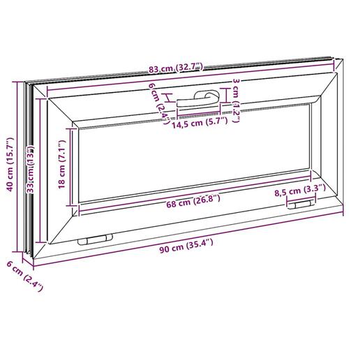 Kældervindue RISOR 90x40 cm tilt 3 ruder antracitgrå
