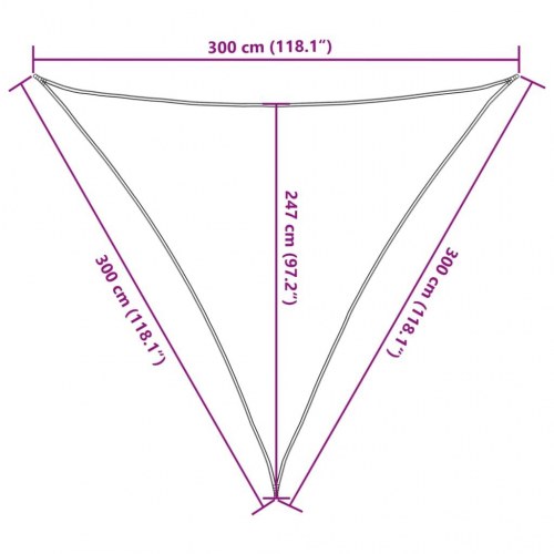 Solsejl trekantet 3 x 3 x 3 m 160 g/m² HDPE - mørkegrøn