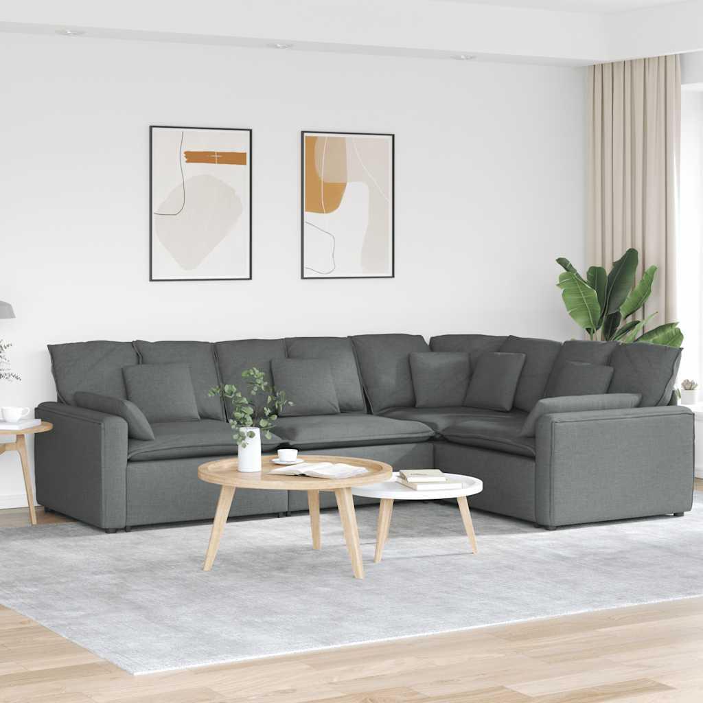 Modulsofa med hynder stof mørkegrå