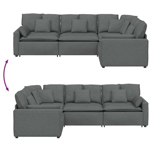 Modulsofa med hynder stof mørkegrå