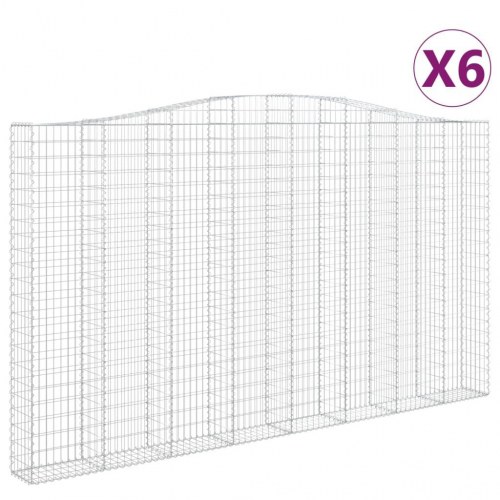 Buede gabionkurve - 6 stk. 400×30×220/240 cm i galvaniseret jern