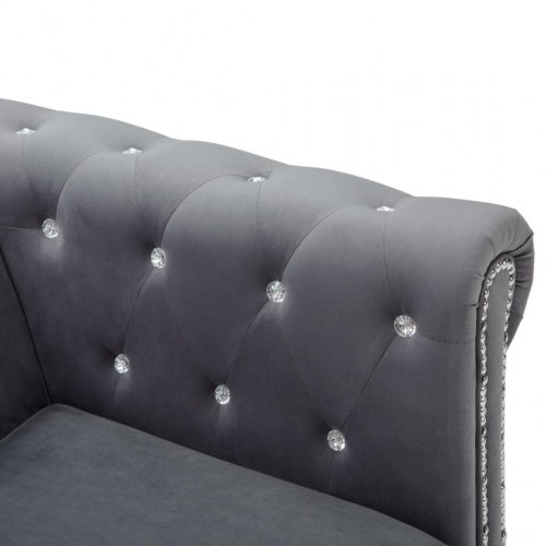 Chaiselong Chesterfield-sofa 199x142x72 cm velour grå
