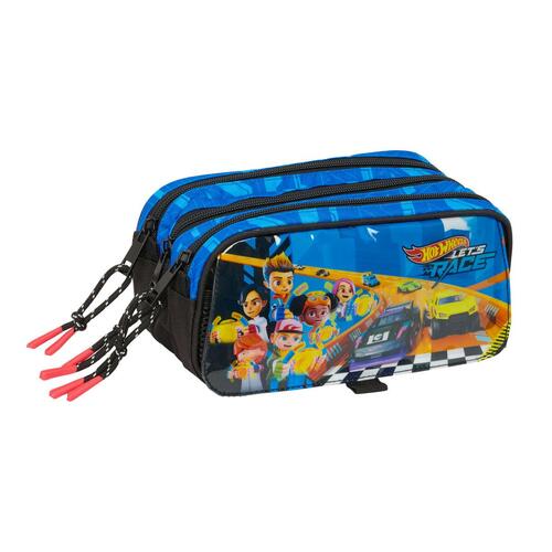 Penalhus med 3 rum Hot Wheels Let’s Race - blå/sort 21,5 × 10 × 8 cm