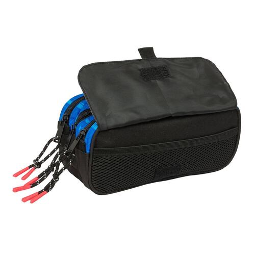 Penalhus med 3 rum Hot Wheels Let’s Race - blå/sort 21,5 × 10 × 8 cm