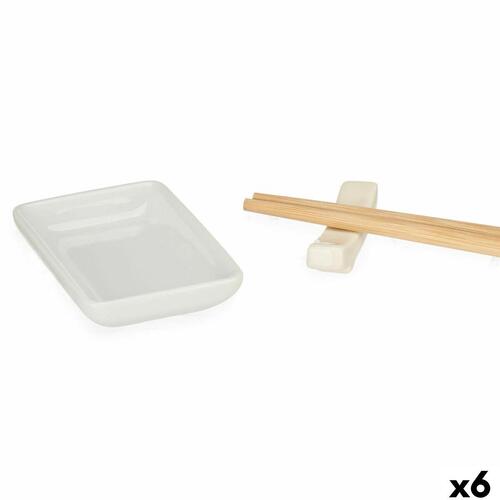 Tallerkensæt sushi - Kinvara Hvid bambus/porcelæn, 12 dele (6 enheder)