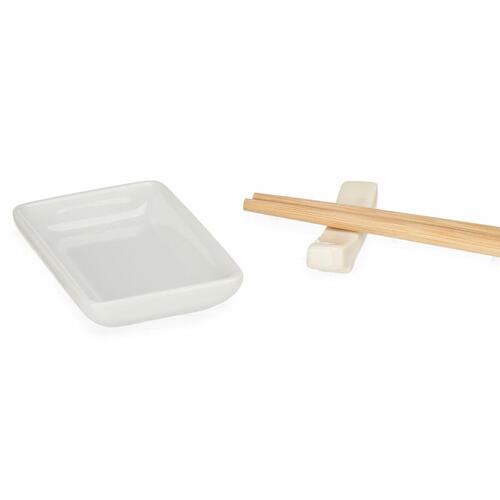 Tallerkensæt sushi - Kinvara Hvid bambus/porcelæn, 12 dele (6 enheder)
