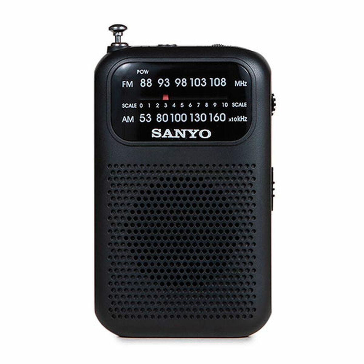 Radio AM/FM Sanyo transistorradio - sort