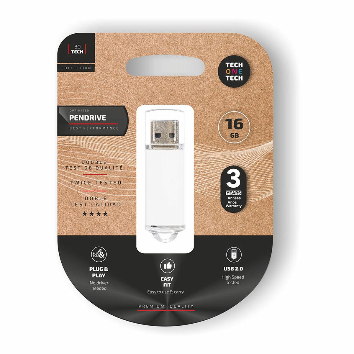 USB-stik Tech One Tech Hvid 16 GB