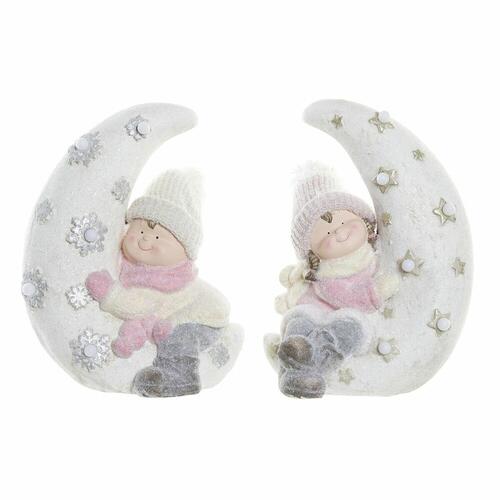 Dekorativ figur DKD Home Decor Hvid Pink Måne 31 x 20 x 43 cm (2 enheder)