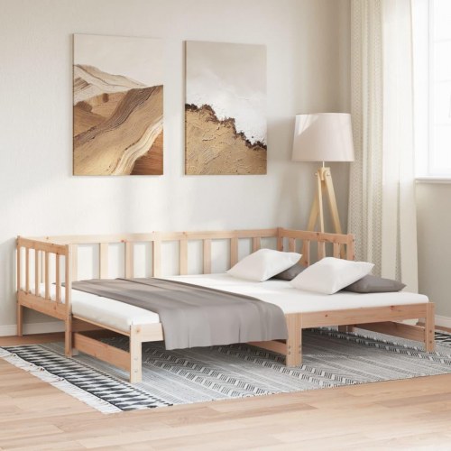 Daybed med udtræk 2x(80x200) cm i massivt fyrretræ