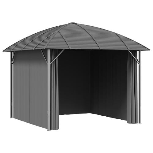 Pavillon med sidevægge og buet tag 3x3 m antracitgrå