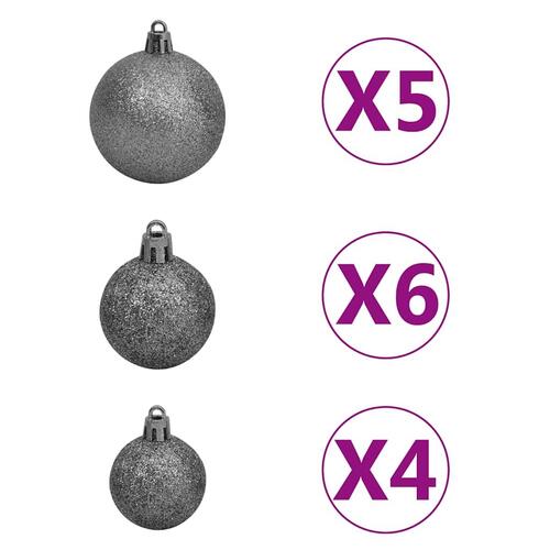 Kunstigt juletræ med lys og kuglesæt 150 cm PVC rød