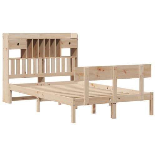 Seng med reol uden madras 135x190 cm massivt fyrretræ
